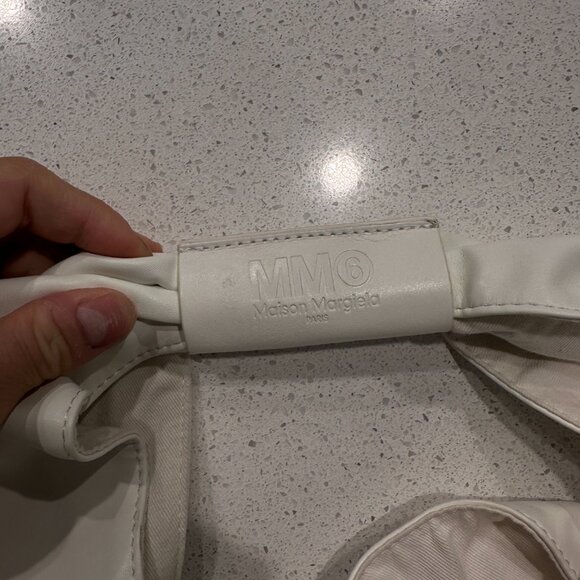 MM6 Maison Margiela White Japanese Draped Canvas/Faux Leather Tote - Large - Picture 3 of 8